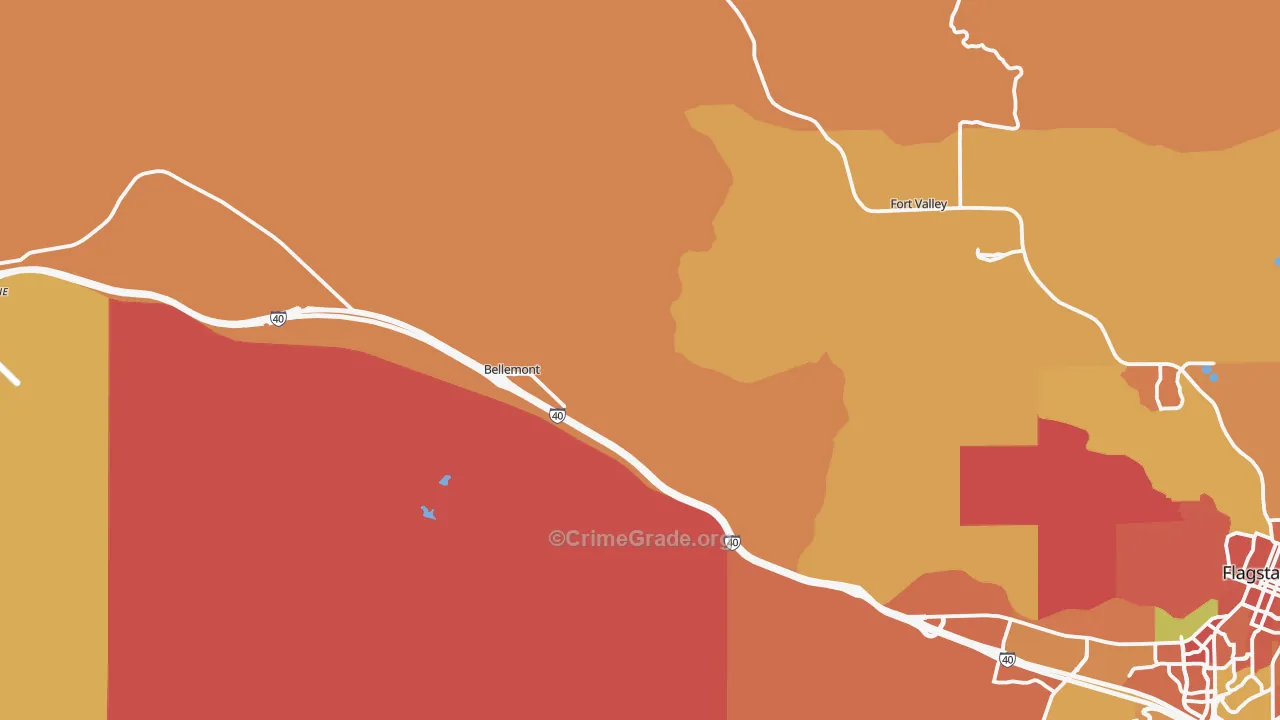 Bellemont, AZ Map of Robbery Rates