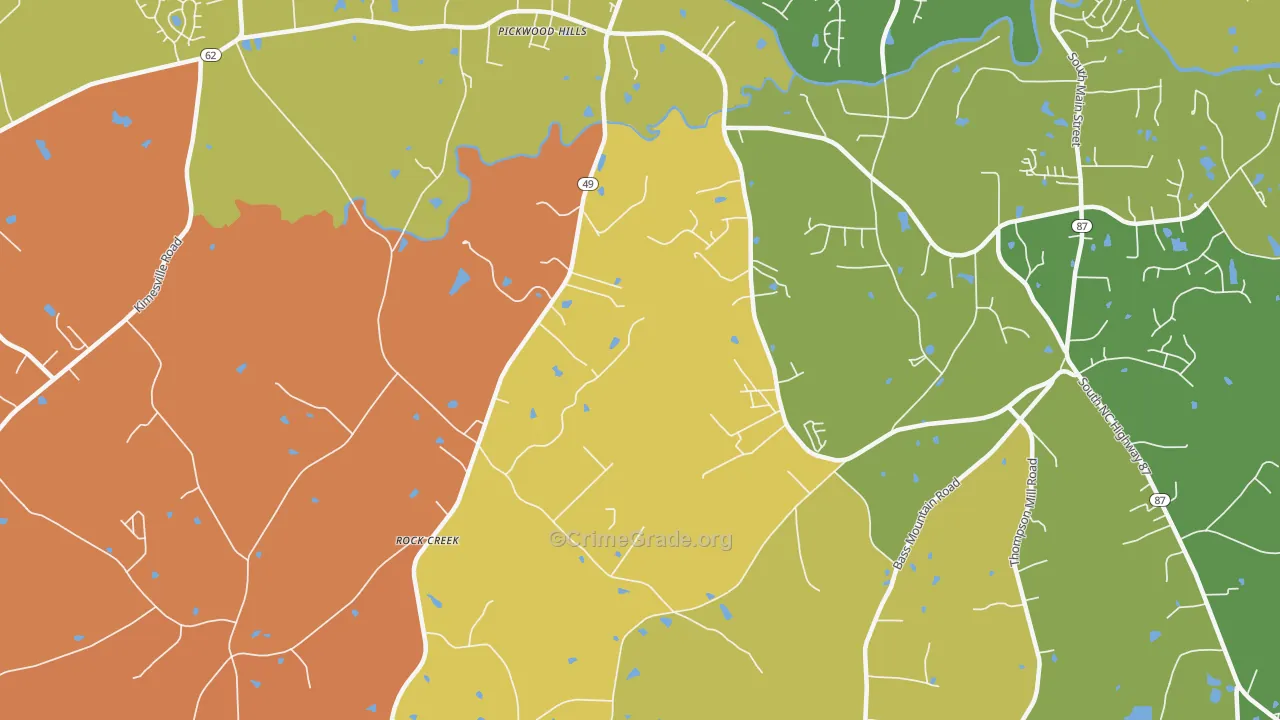 Bellemont, NC Map of Robbery Rates