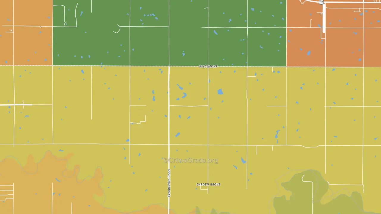 Bellemont, OK Map of Robbery Rates