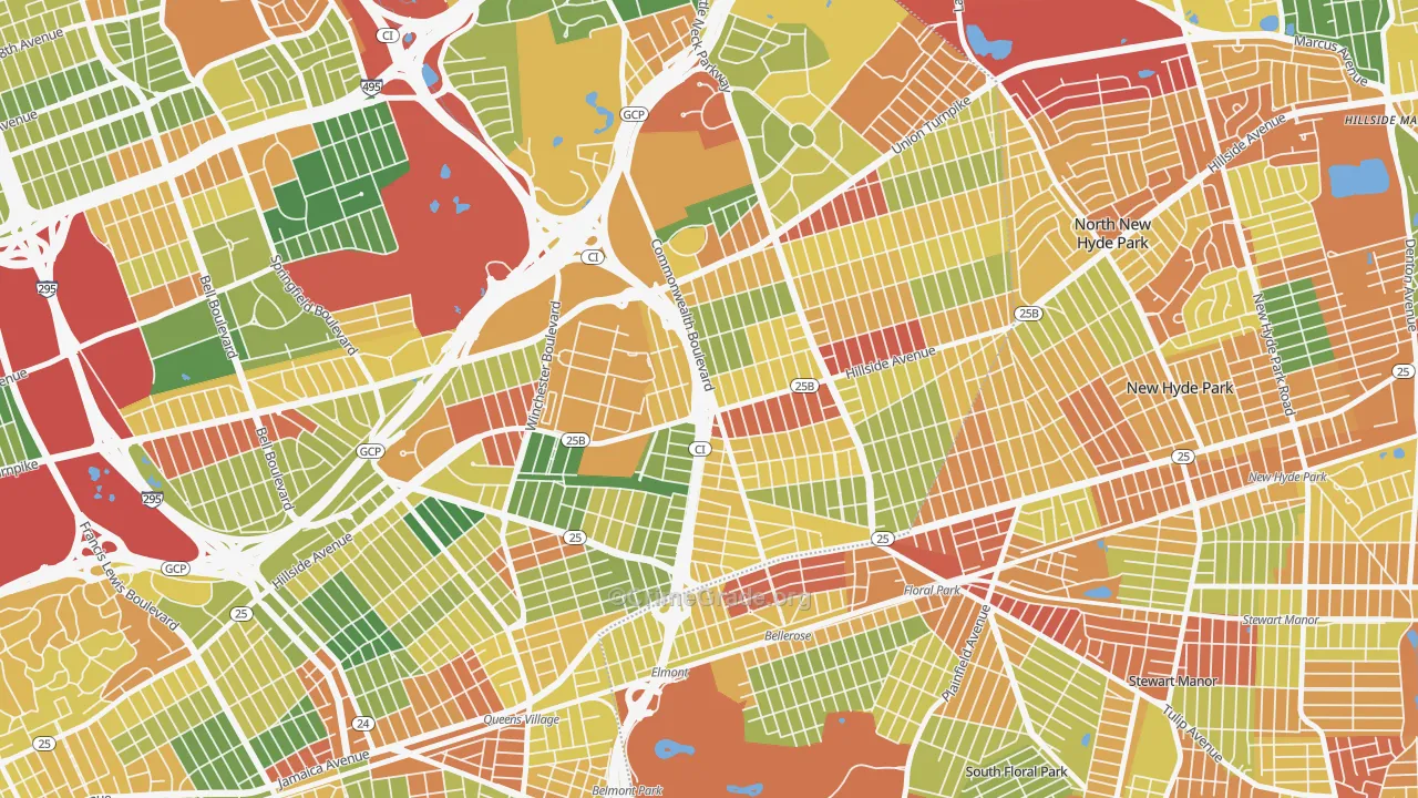 Bellerose, Queens, NY Map of Robbery Rates