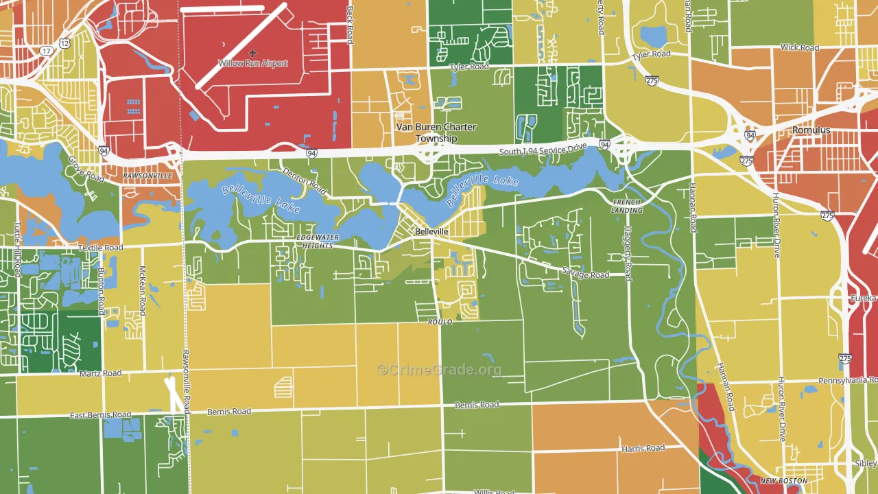 Belleville, MI Map of Robbery Rates
