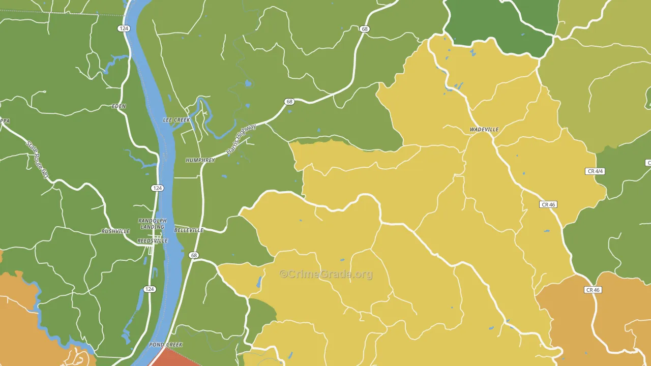 Belleville, WV Map of Robbery Rates