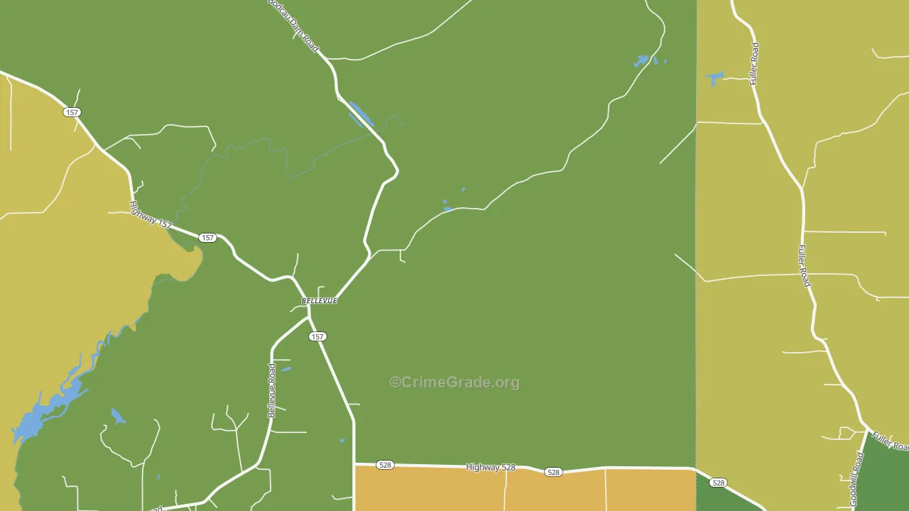 Bellevue, LA Map of Robbery Rates
