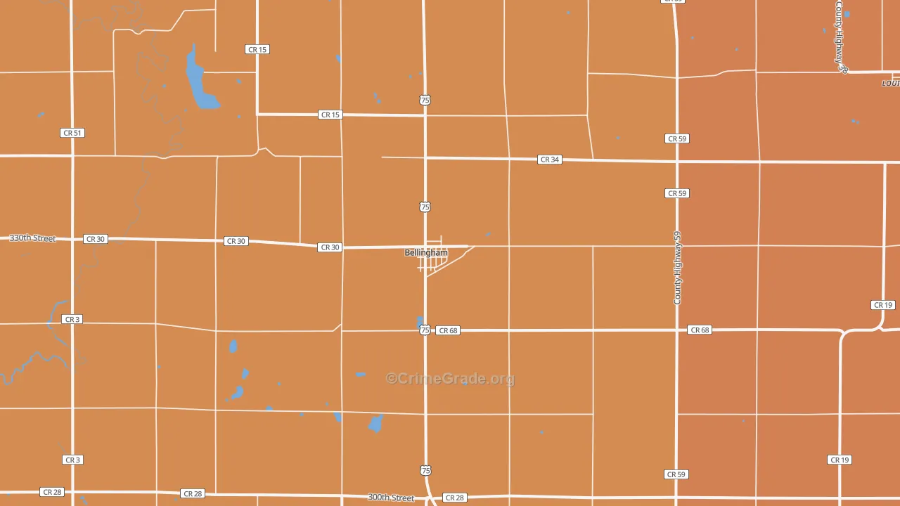 Bellingham, MN Map of Robbery Rates