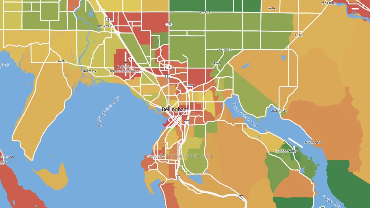 Bellingham, WA Map of Robbery Rates
