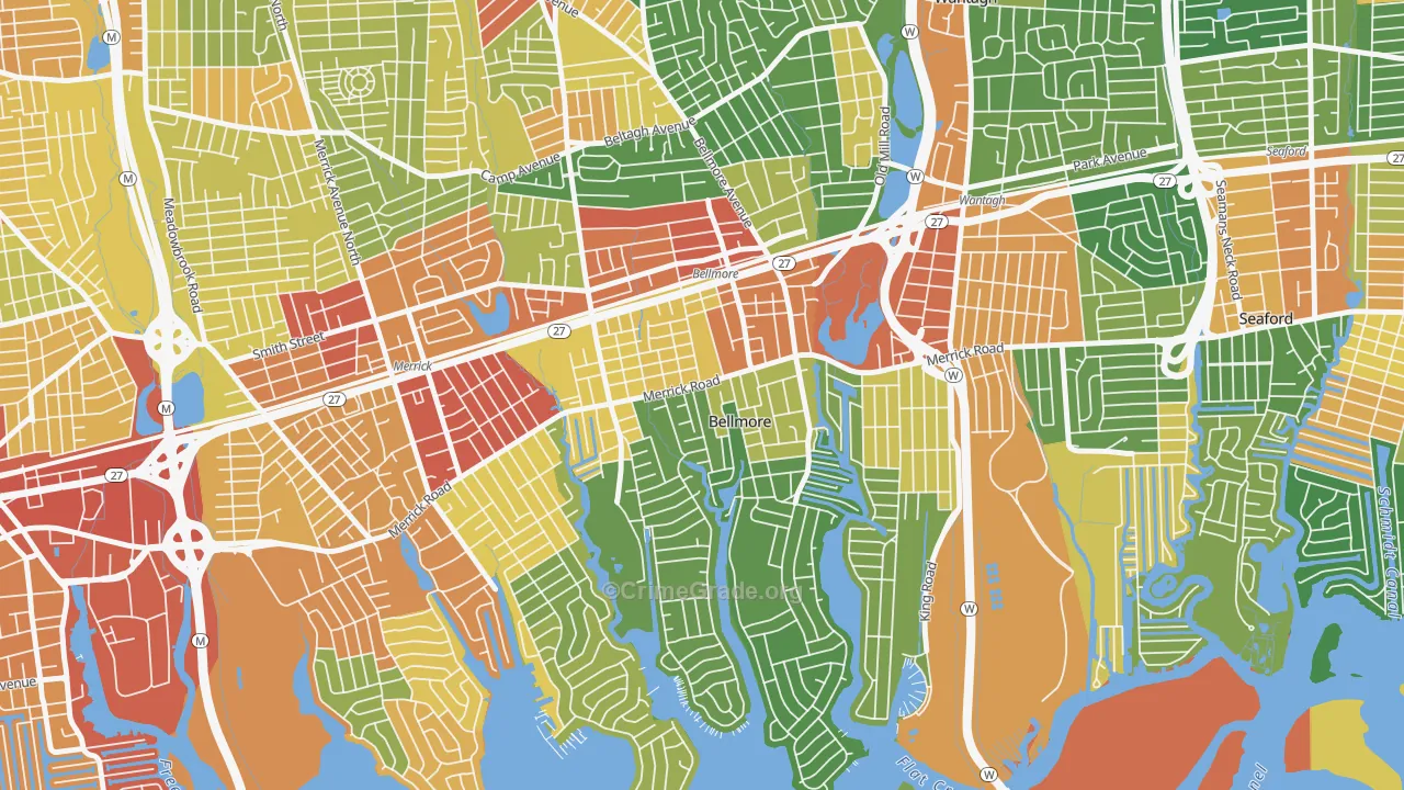 Bellmore, NY Map of Robbery Rates