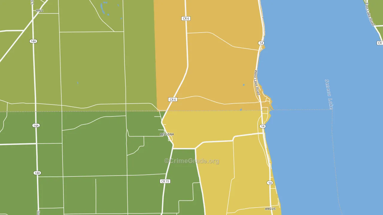 Bellona, NY Map of Robbery Rates