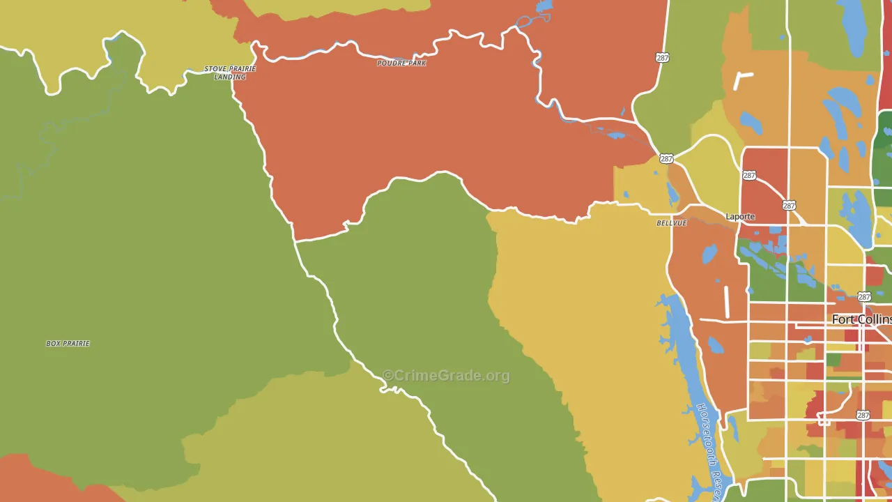Bellvue, CO Map of Robbery Rates