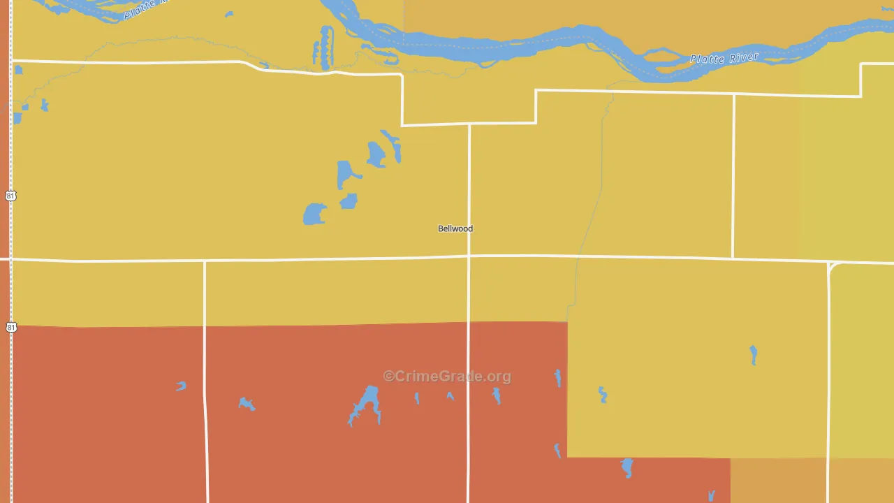 Bellwood, NE Map of Robbery Rates