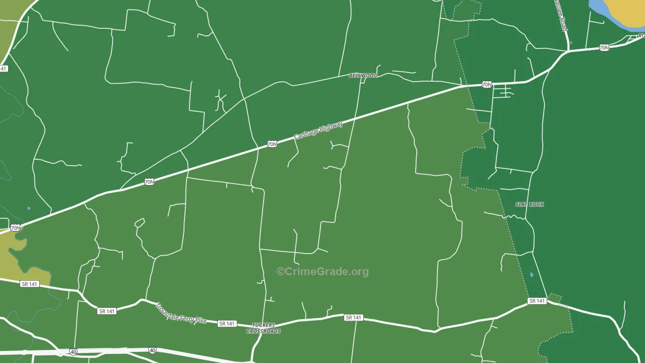 Bellwood, TN Map of Robbery Rates