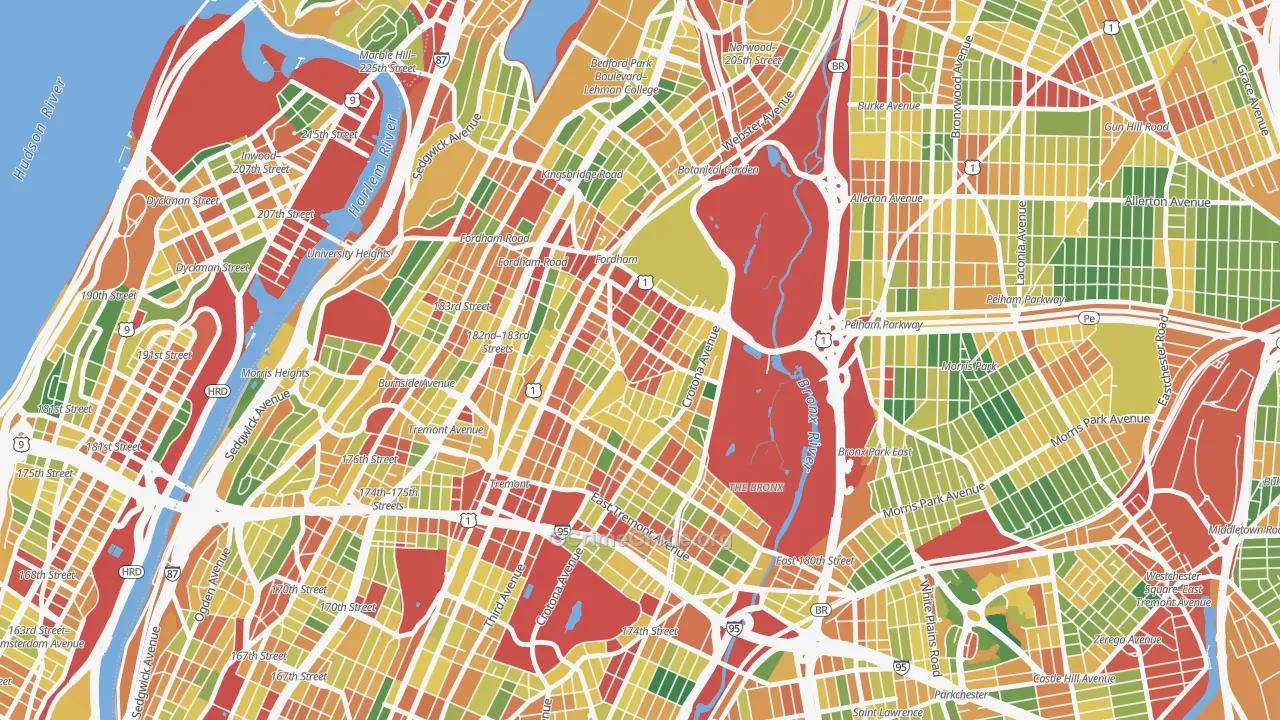 Belmont, Bronx, NY Map of Robbery Rates