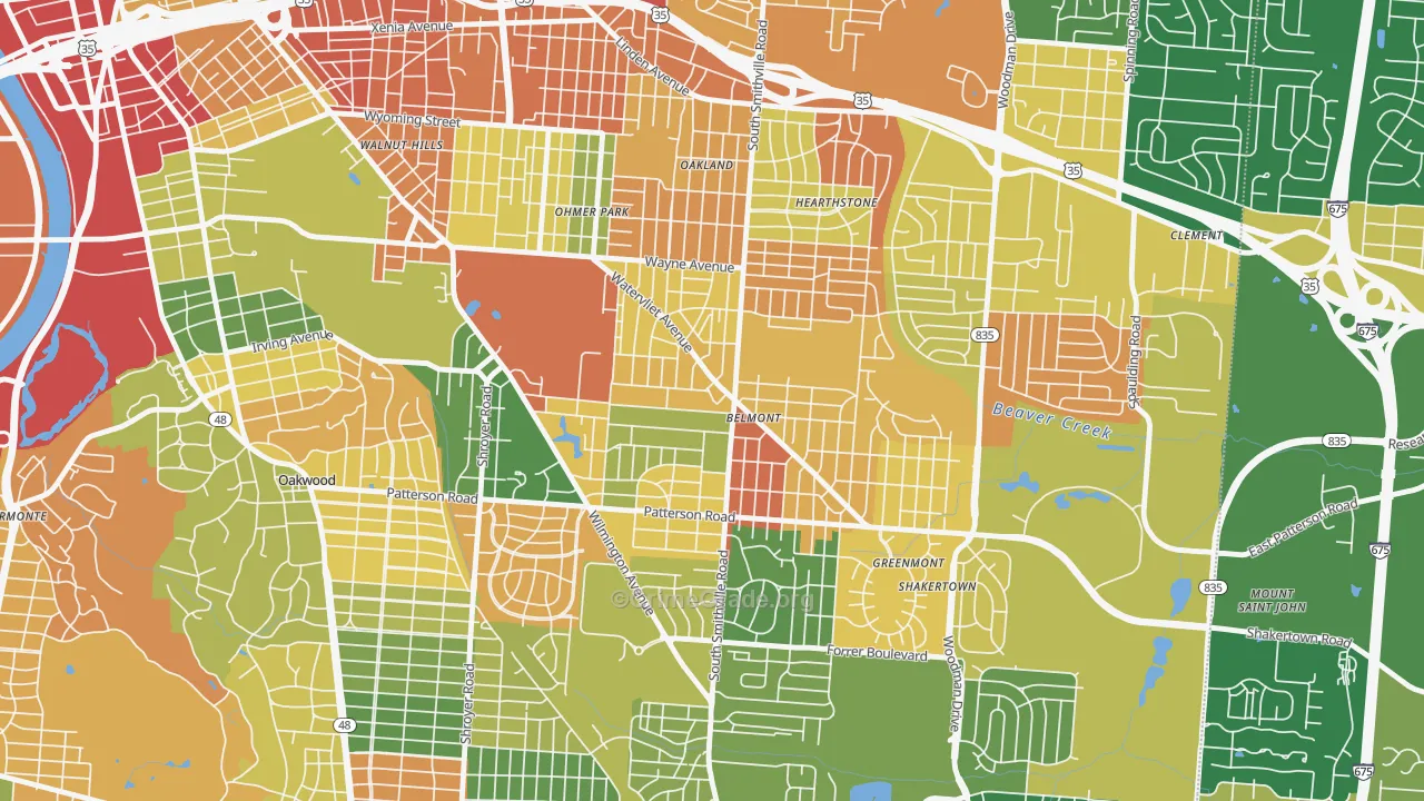 Belmont, Dayton, OH Map of Robbery Rates