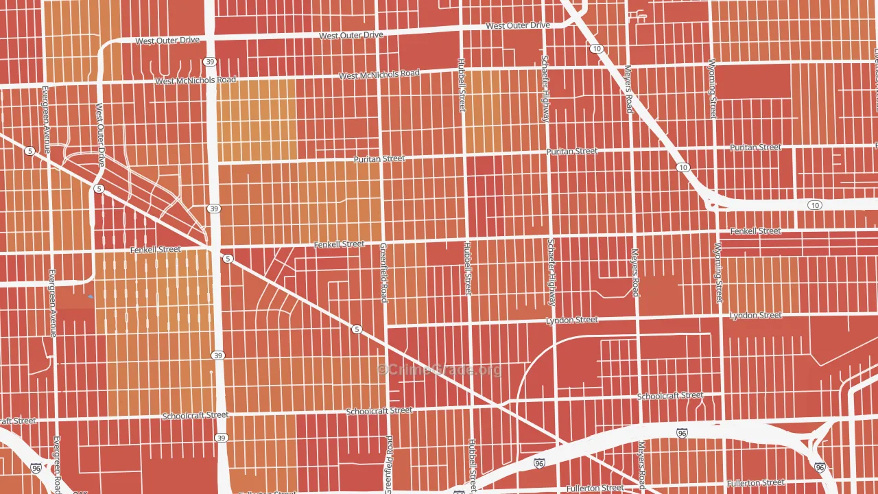 Belmont, Detroit, MI Map of Robbery Rates