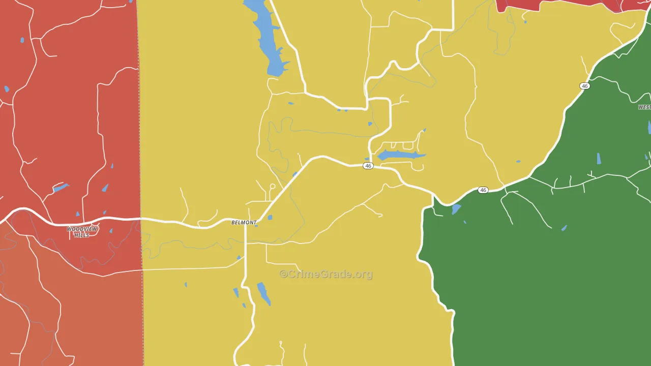 Belmont, IN Map of Robbery Rates