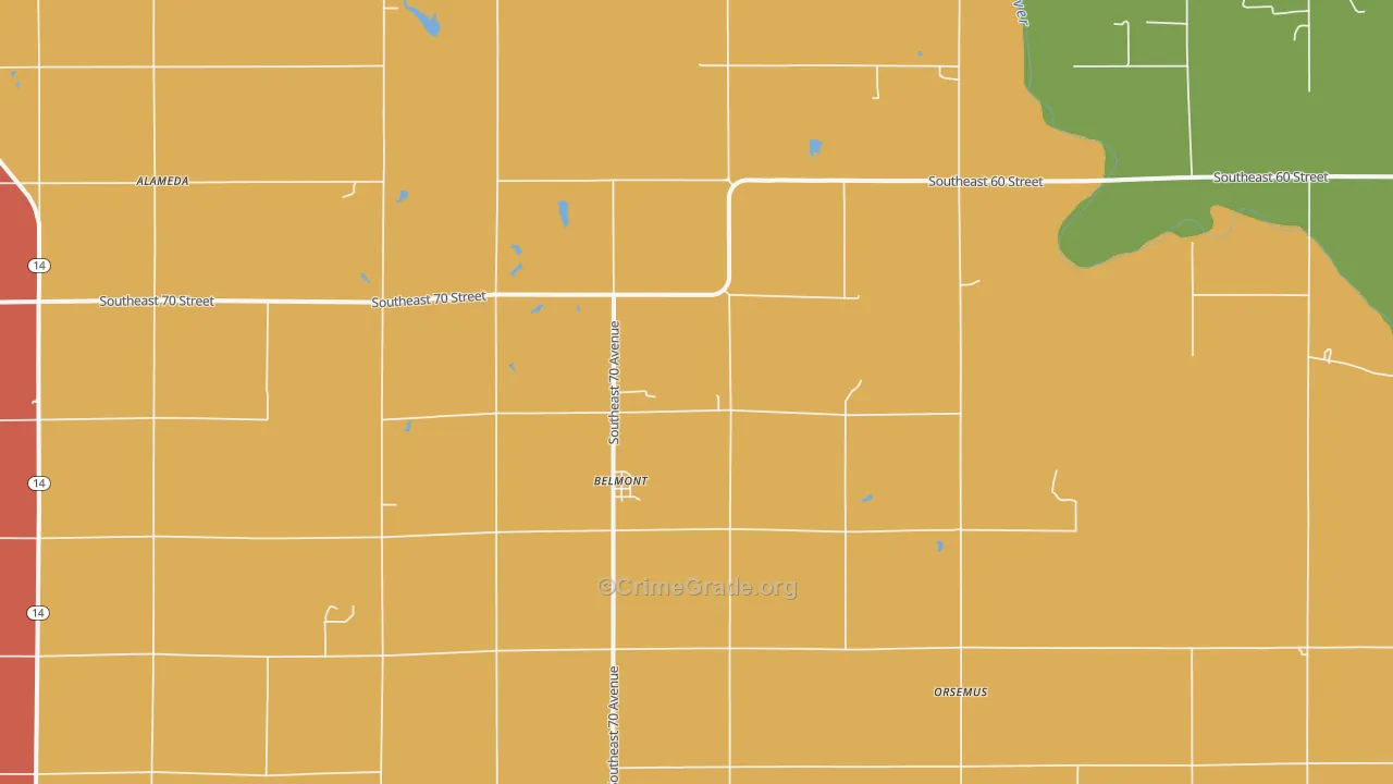 Belmont, KS Map of Robbery Rates