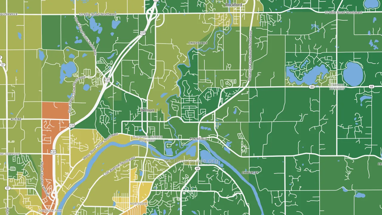 Belmont, MI Map of Robbery Rates