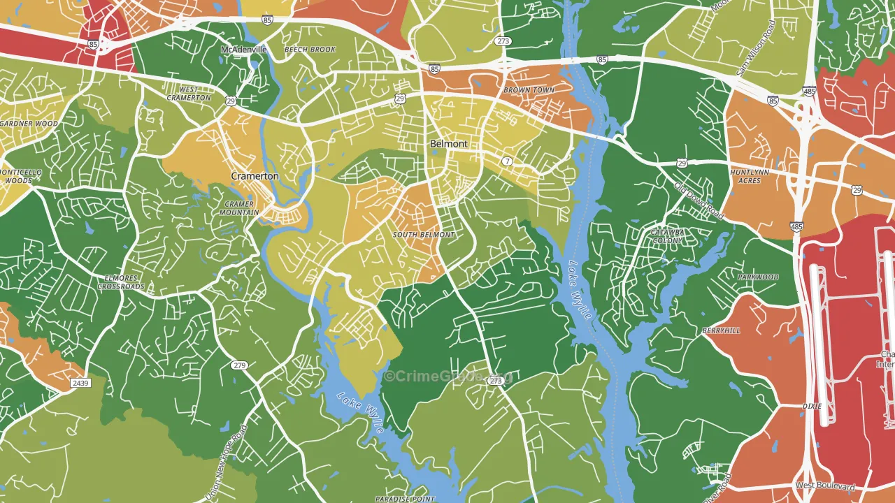 Belmont, NC Map of Robbery Rates