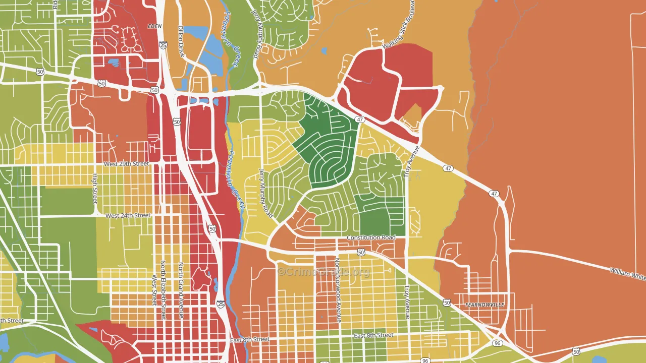 Belmont, Pueblo, CO Map of Robbery Rates