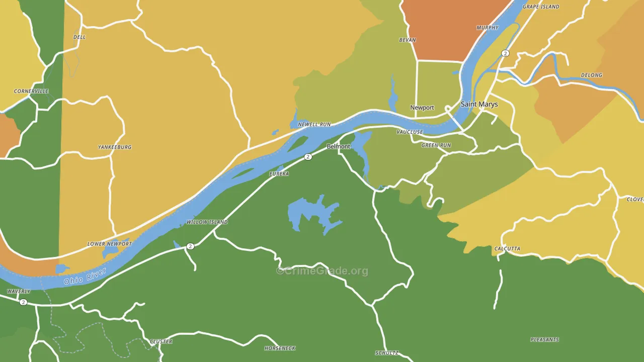 Belmont, WV Map of Robbery Rates