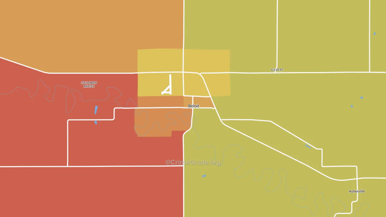 Beloit, KS Map of Robbery Rates