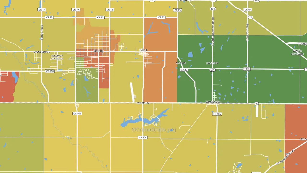 Beloit, OH Map of Robbery Rates
