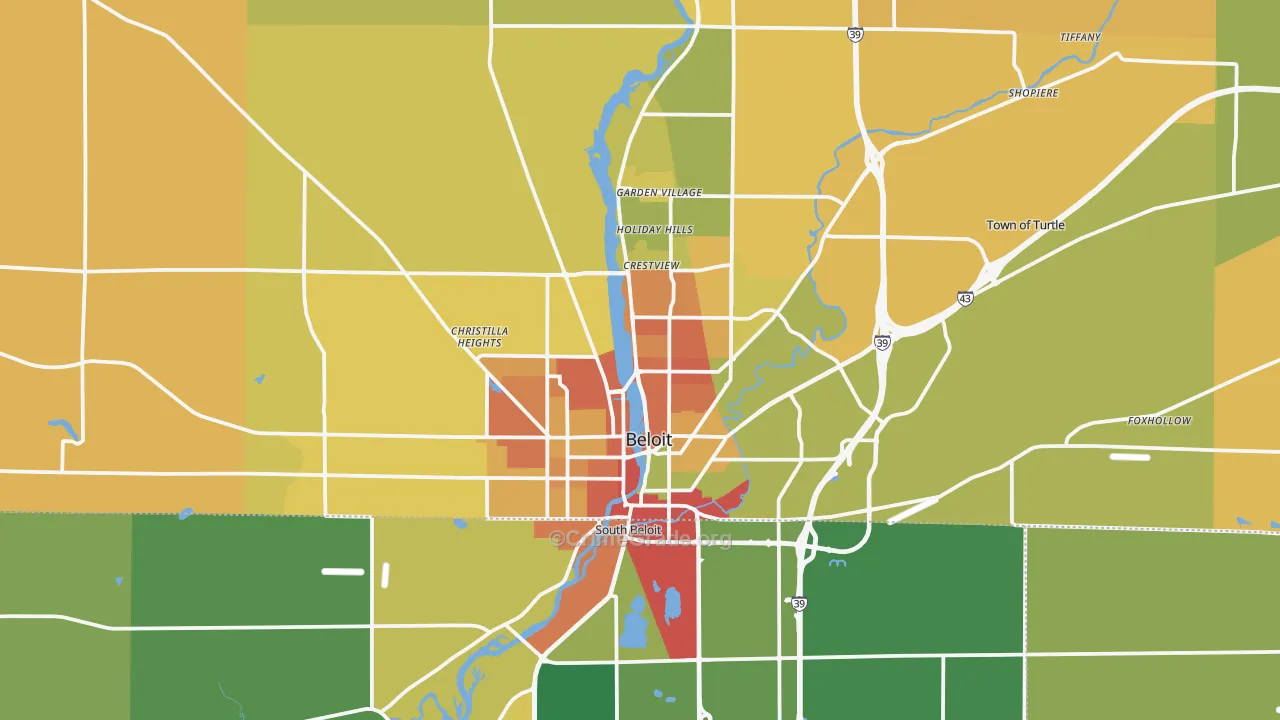 Beloit, WI Map of Robbery Rates