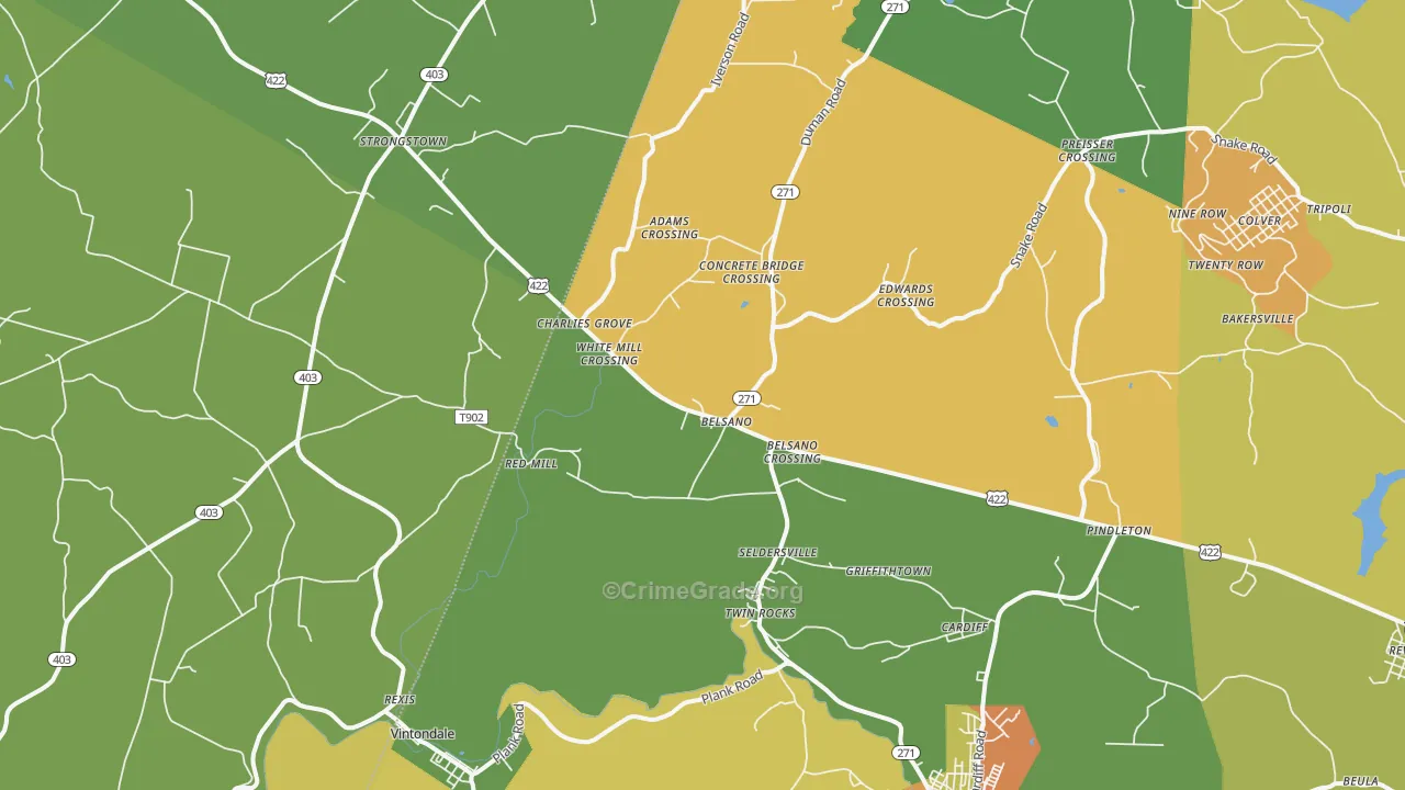 Belsano, PA Map of Robbery Rates