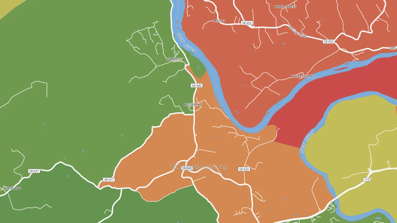 Belspring, VA Map of Robbery Rates