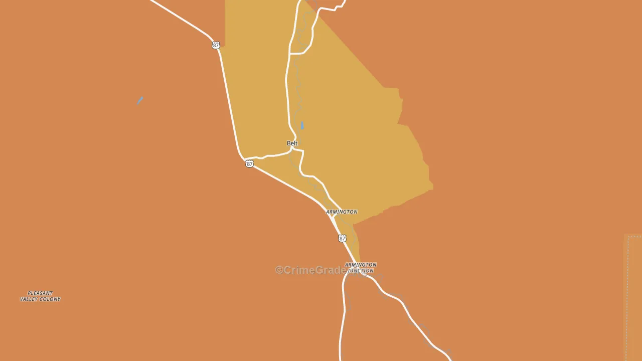 Belt, MT Map of Robbery Rates