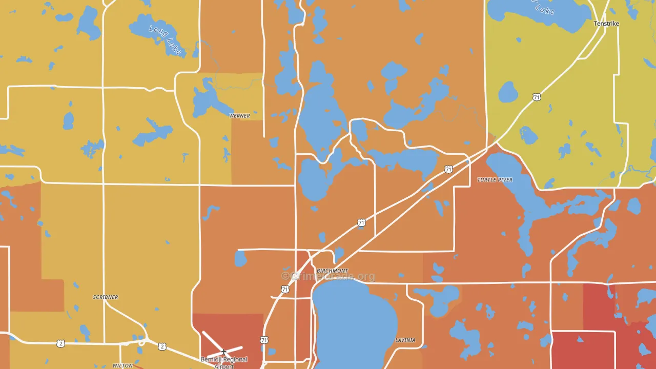 Beltrami County, MN Map of Robbery Rates