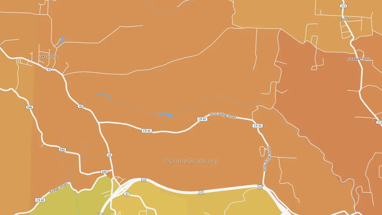 Belvedere, OH Map of Robbery Rates