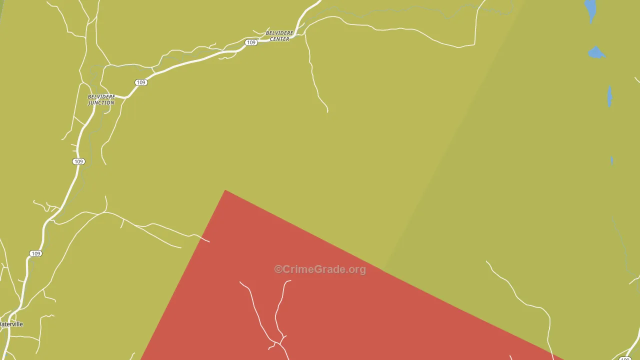 Belvidere Center, VT Map of Robbery Rates