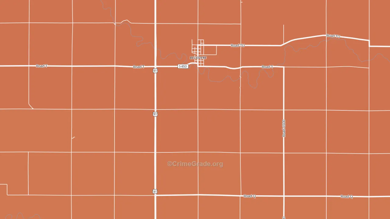 Belvidere, NE Map of Robbery Rates