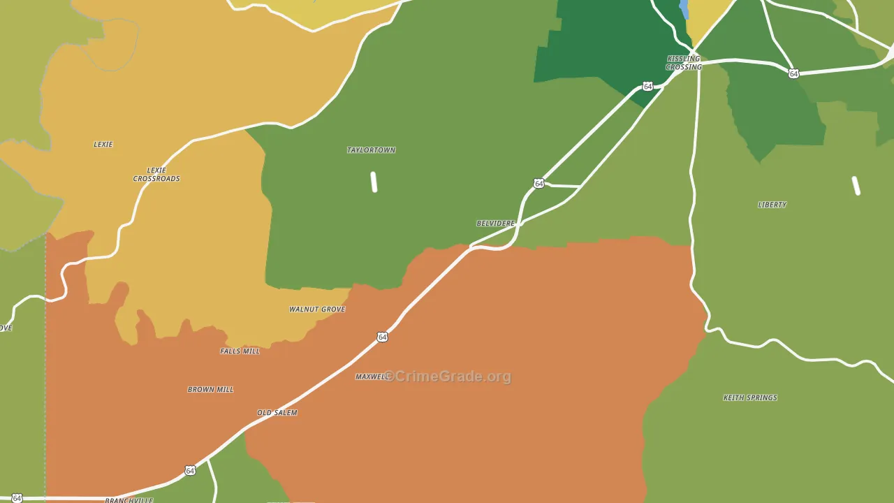 Belvidere, TN Map of Robbery Rates