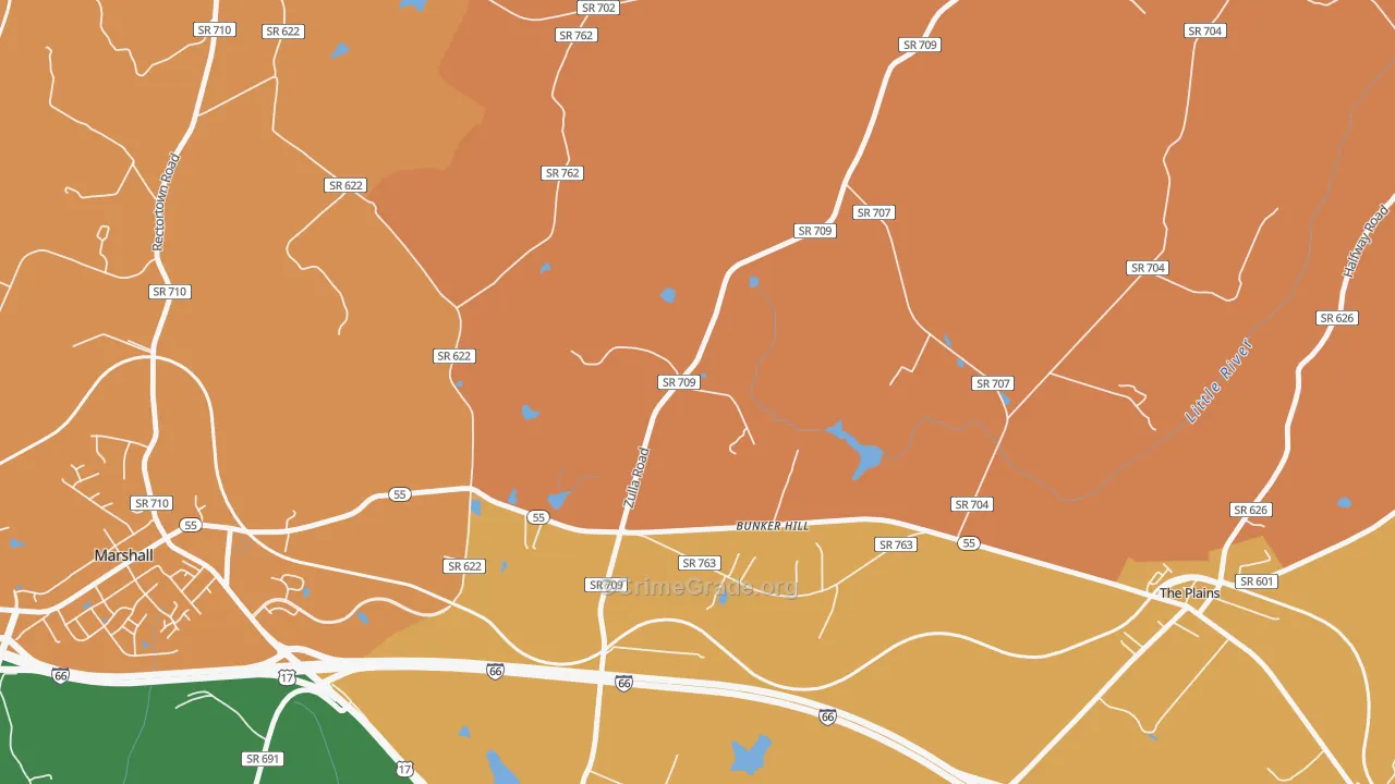 Belvoir, VA Map of Robbery Rates