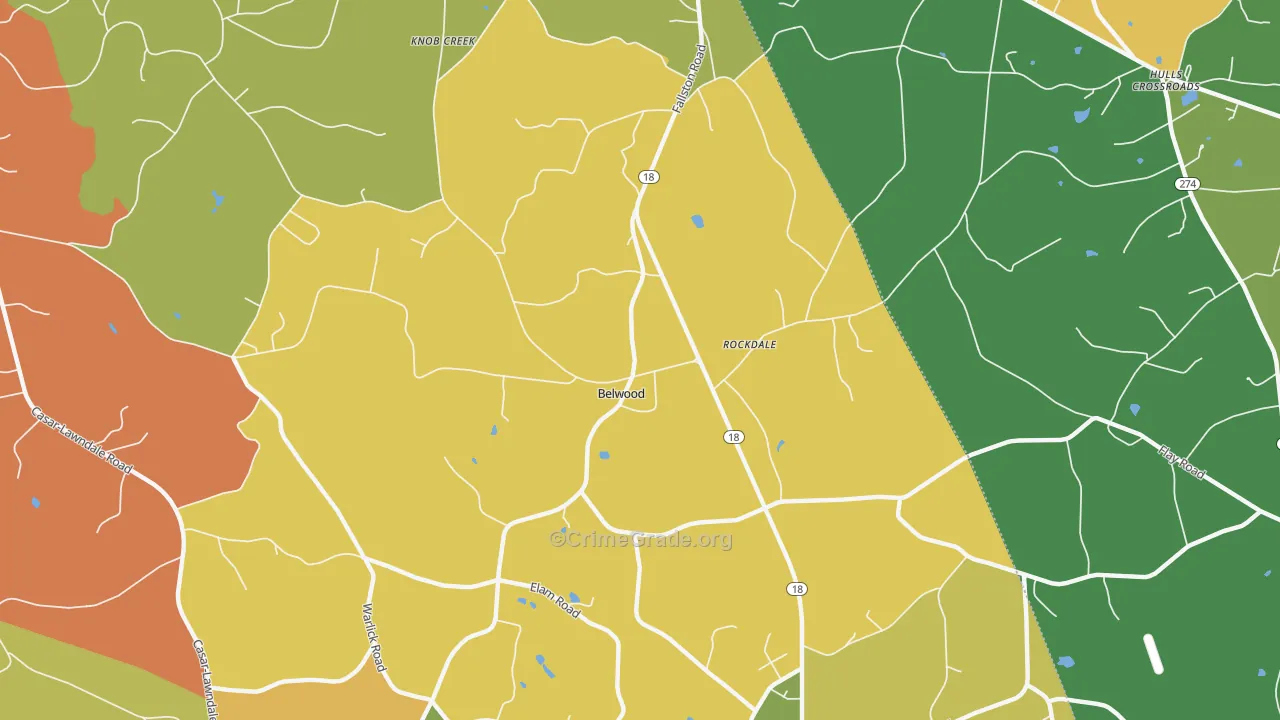 Belwood, NC Map of Robbery Rates