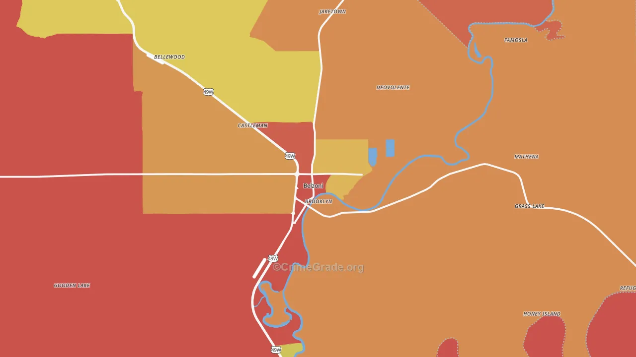 Belzoni, MS Map of Robbery Rates
