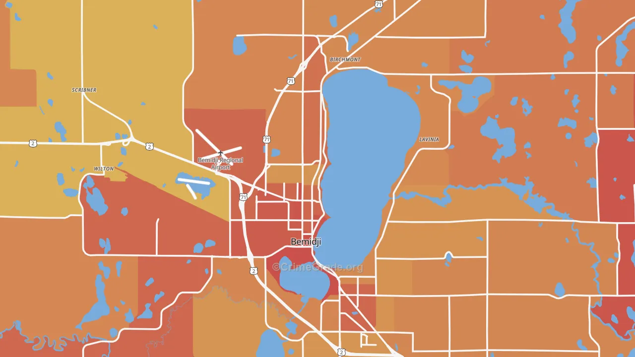 Bemidji, MN Map of Robbery Rates