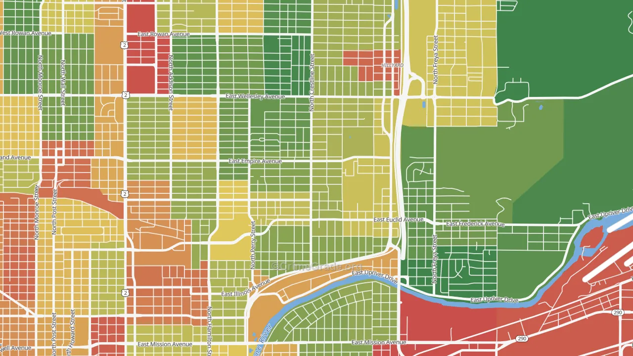 Bemiss, Spokane, WA Map of Robbery Rates
