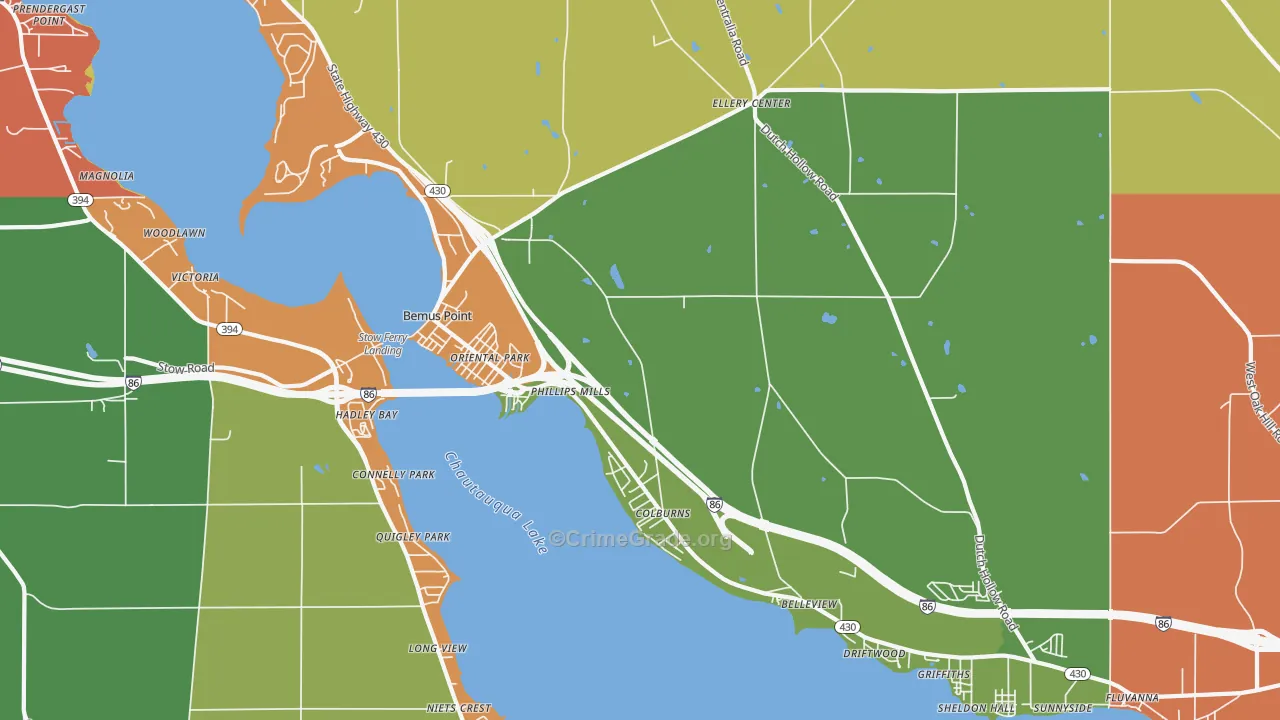Bemus Point, NY Map of Robbery Rates