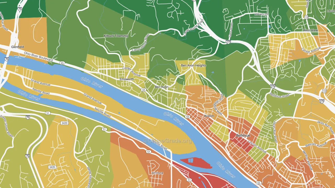 Ben Avon, PA Map of Robbery Rates