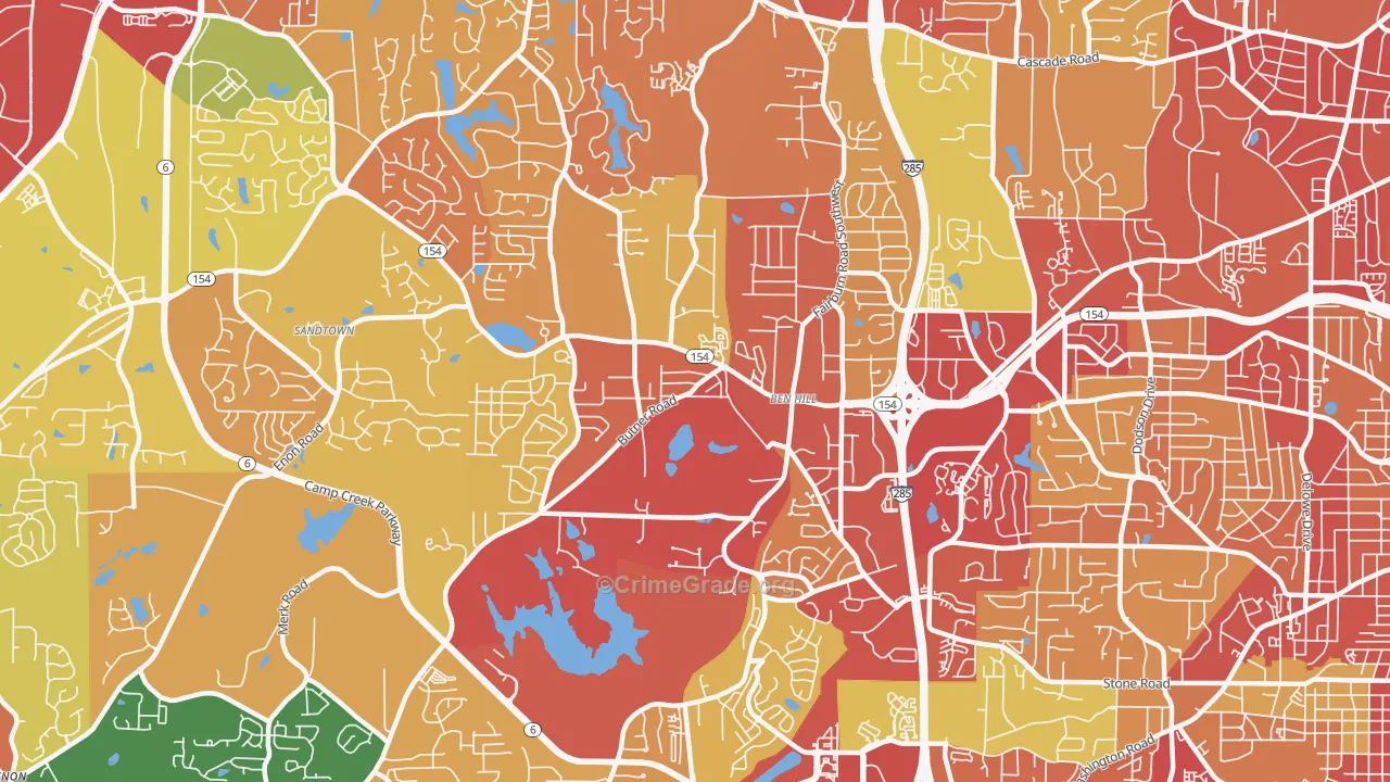 Ben Hill, Atlanta, GA Map of Robbery Rates