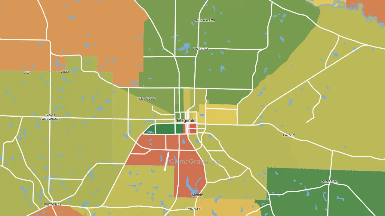 Ben Hill County, GA Map of Robbery Rates