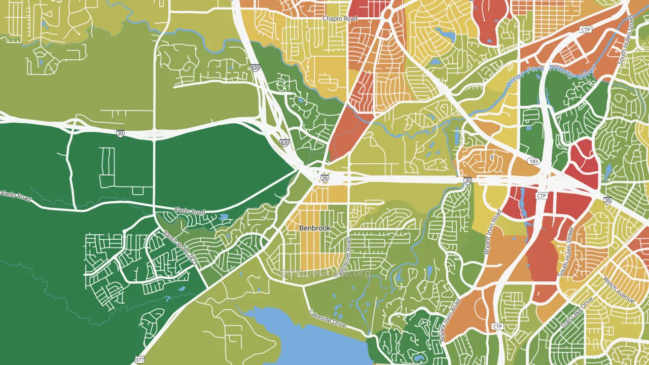Benbrook, TX Map of Robbery Rates