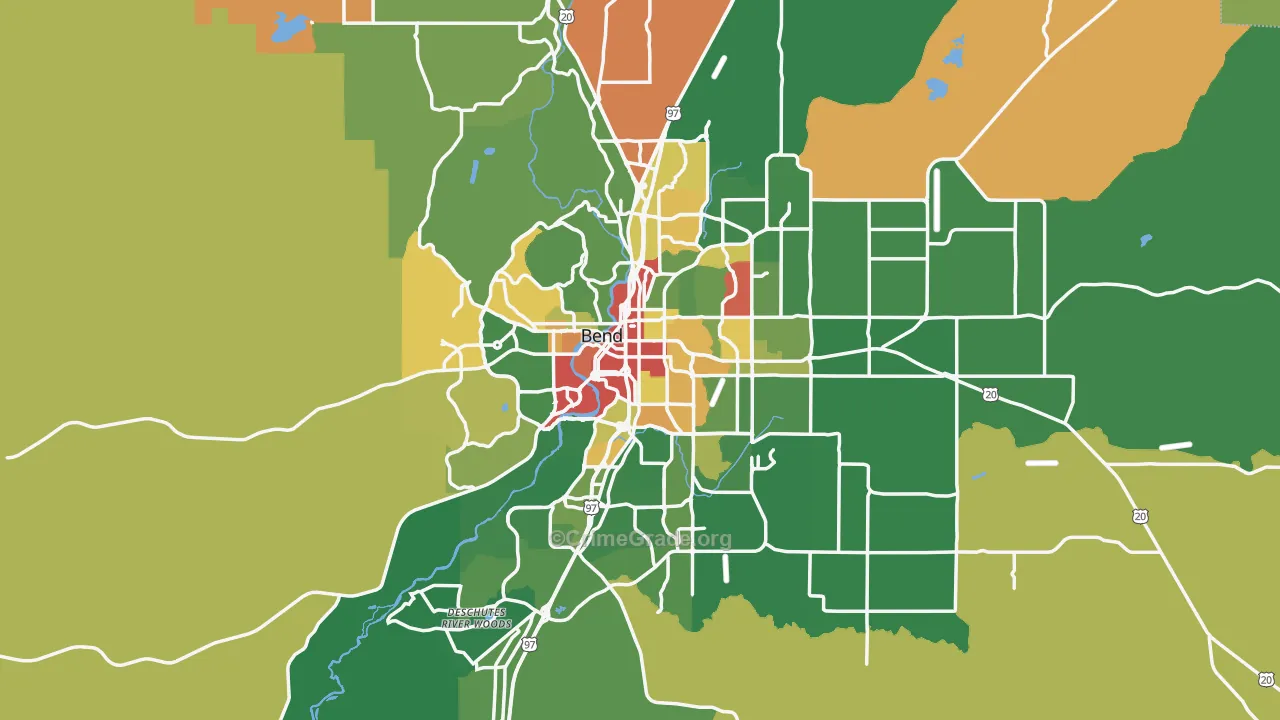 Bend, OR Map of Robbery Rates