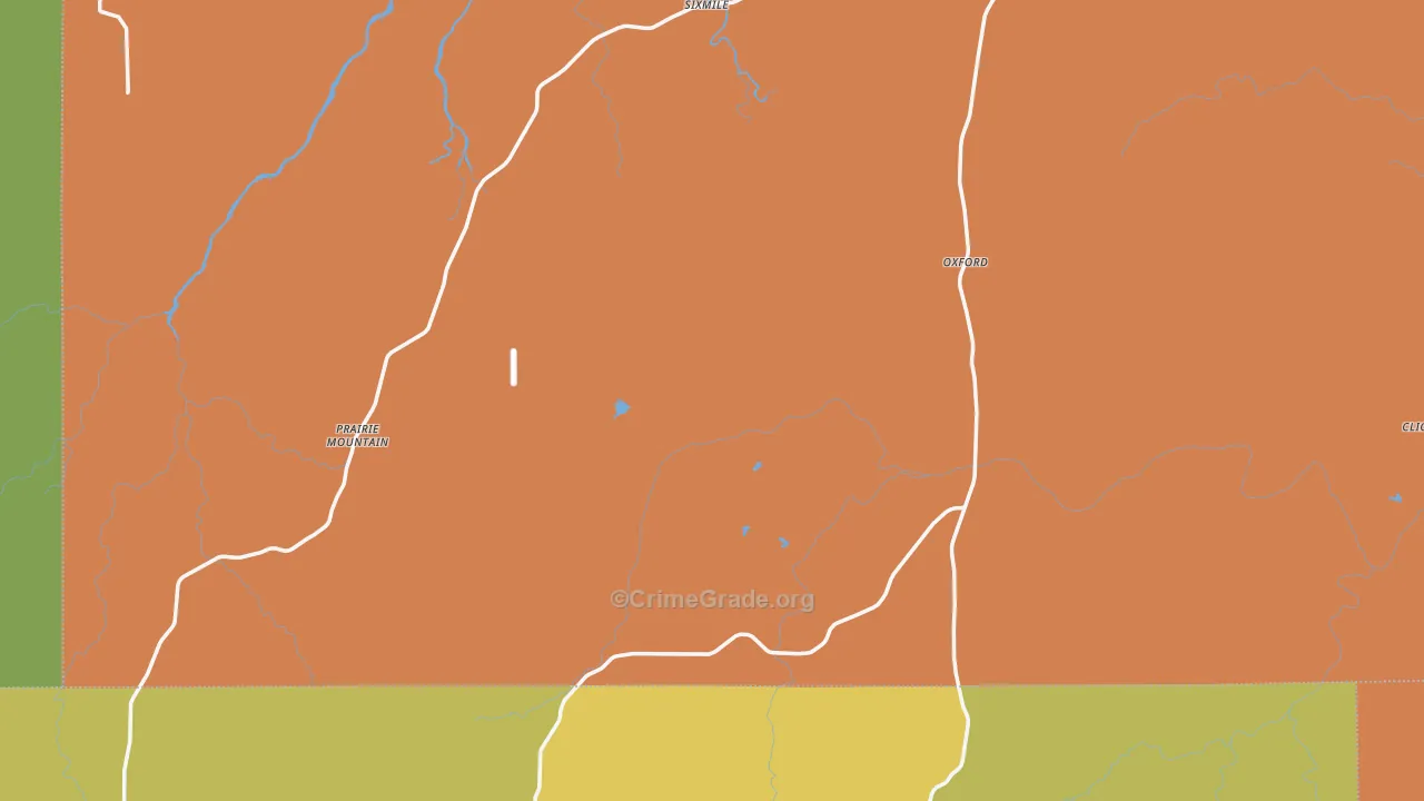 Bend, TX Map of Robbery Rates