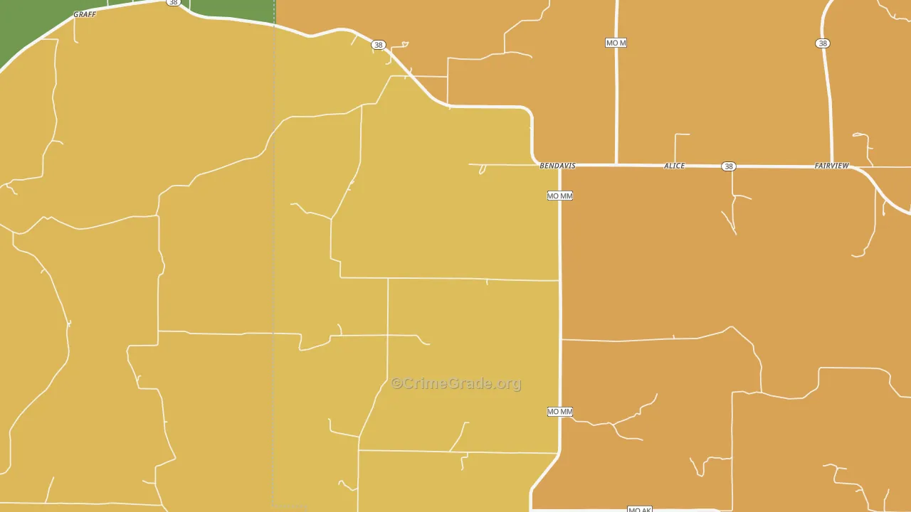 Bendavis, MO Map of Robbery Rates