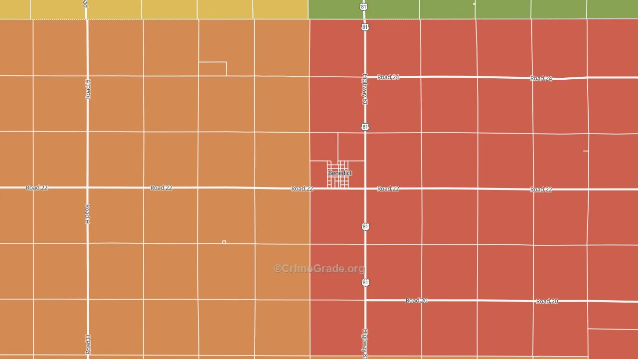 Benedict, NE Map of Robbery Rates