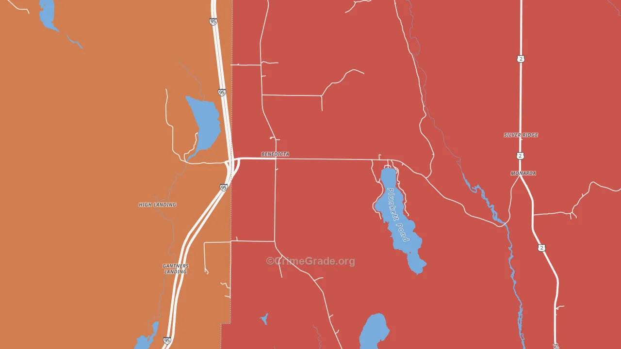 Benedicta, ME Map of Robbery Rates
