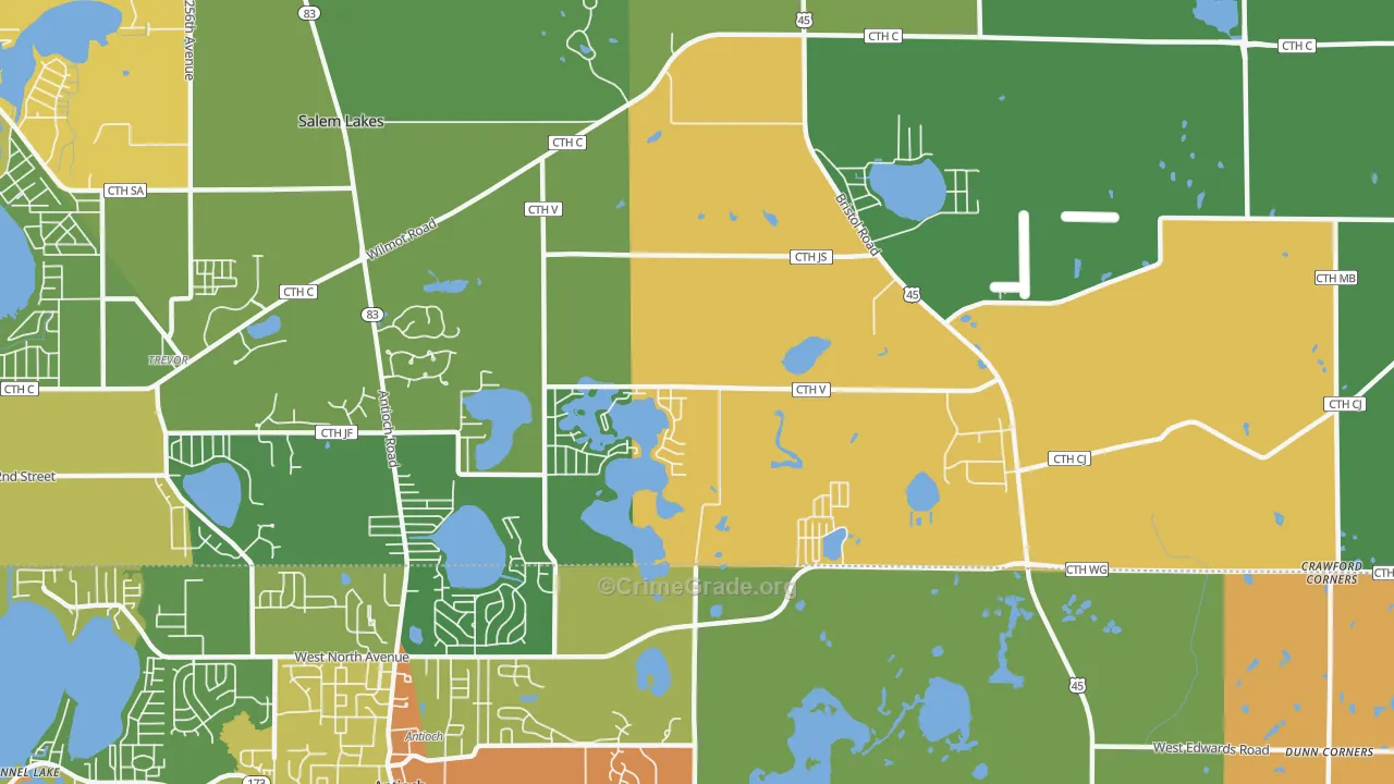 Benet Lake, WI Map of Robbery Rates